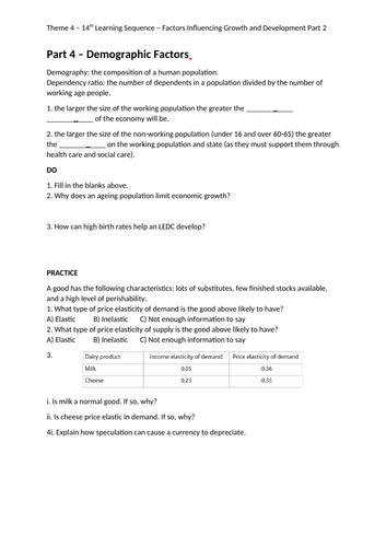 A Level Economics - Factors Influencing Growth and Development ...