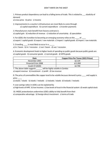 A Level Economics - Factors Influencing Growth and Development ...