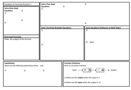 GCSE Foundation Maths Revision Sheet - Equations and Formulae ...