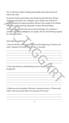 SHAKESPEARE - CHARACTER ANALYSIS - ROMEO MONTAGUE | Teaching Resources