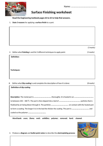 Engineering GCSE AQA - Surface Finishing | Teaching Resources