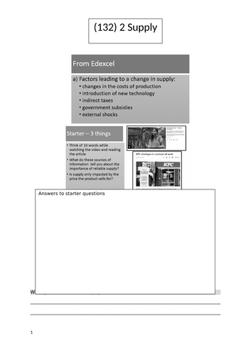 Theme 1 Marketing and people EDEXCEL IA Level Business Unit 5 Supply ...