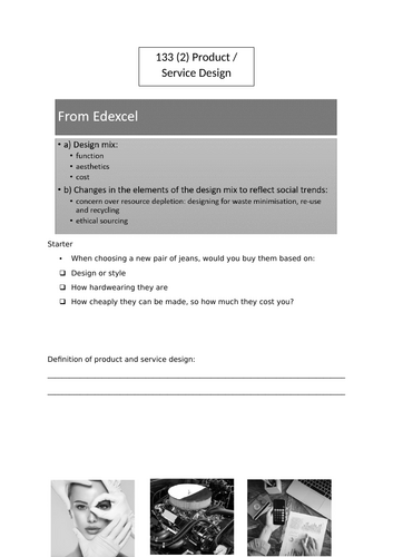 Theme 1 Marketing and people EDEXCEL IA Level Business Unit 10 Product ...