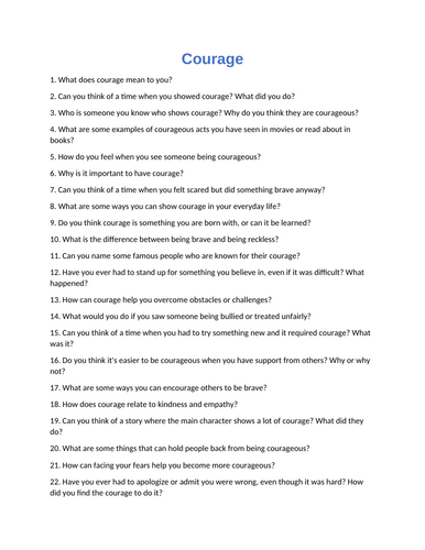 Let's learn about Courage : 60 Assessment Questions With Answers - Quiz ...