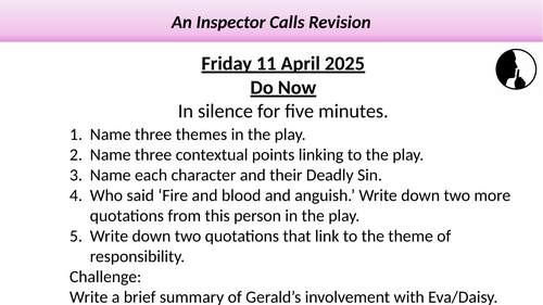 An Inspector Calls - Final preparation for the 2025 Exam Eric Question