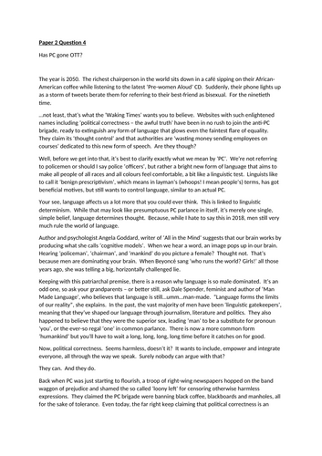 A Level English Language Paper 2 Q4 AQA Resource