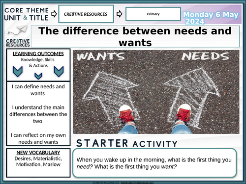 The difference between needs and wants | Teaching Resources