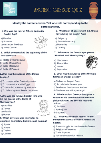 Ancient Greece – Multiple Choice Quiz