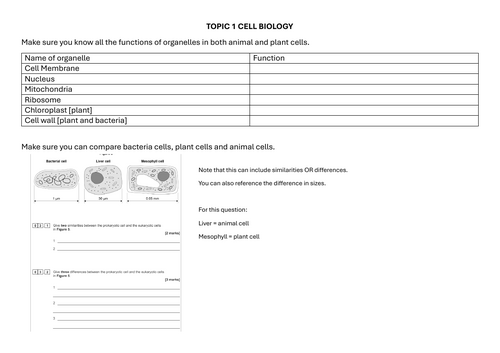 AQA Biology GCSE Revision Aid | Teaching Resources