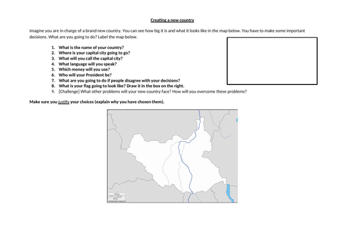 Create your own country/ South Sudan Independence