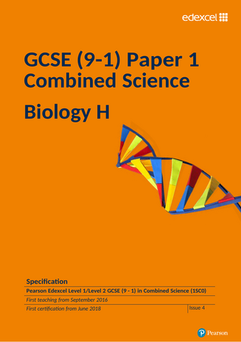 Edexcel GCSE Combined Biology Paper 1 Higher Knowledge Organiser ...