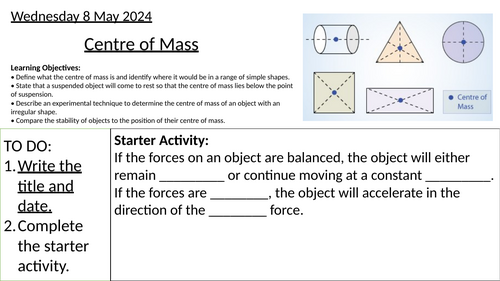 GCSE Physics Centre of Mass: Complete Lesson