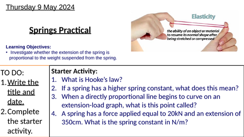 GCSE Physics Hooke's Law Springs Practical: Complete Lesson