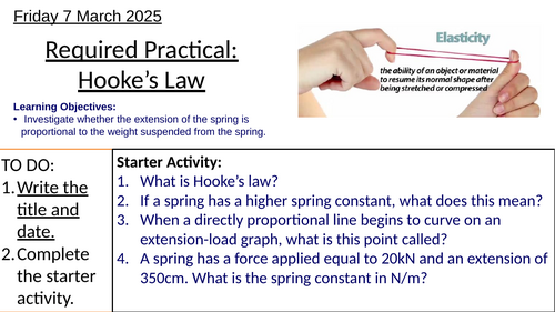 AQA GCSE Physics (Foundation Tier) – Required Practical: Hooke's Law