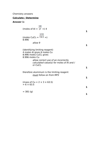 AQA Extended response questions for Chemistry and Trilogy Chemistry ...