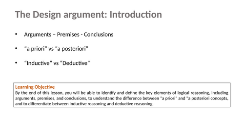 The Design Argument - Power point and worksheet for KS5 RS A-level