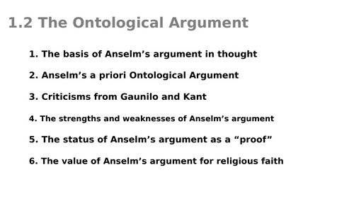 The Ontological Argument - Power point and a worksheet for KS5 RS A-level