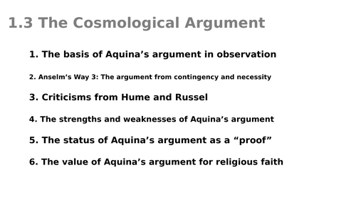 The Cosmological Argument - Power point and a worksheet for KS5 RS A-level