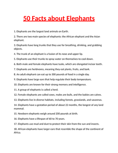 Let's learn about Elephants: Did You Know 50 Fun Facts for kids ...