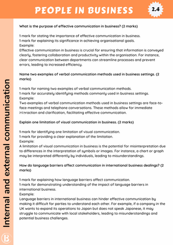 IGCSE Business Unit 2.4: Internal and external communication | Teaching ...