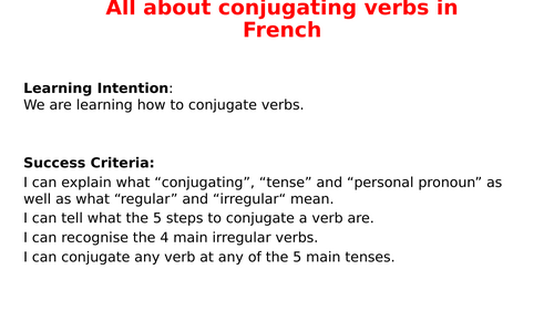 All about conjugating verbs in French | Teaching Resources