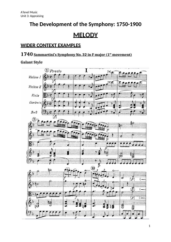 The Development of the Symphony (1750-1900): Melody | Teaching Resources