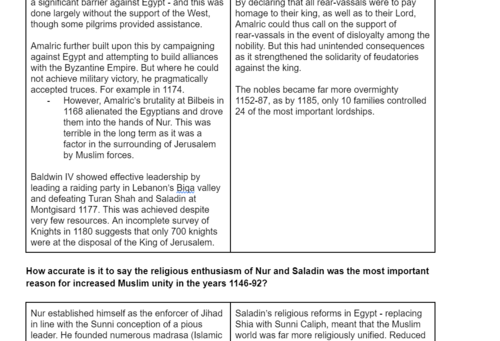 Muslim Response to Crusades A-Level Early History Crusades - Revision ...