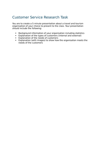 Customer Service Cambridge IGCSE Travel and Tourism ENTIRE UNIT ...