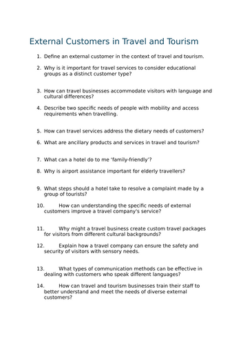 Customer Service Cambridge IGCSE Travel and Tourism ENTIRE UNIT ...
