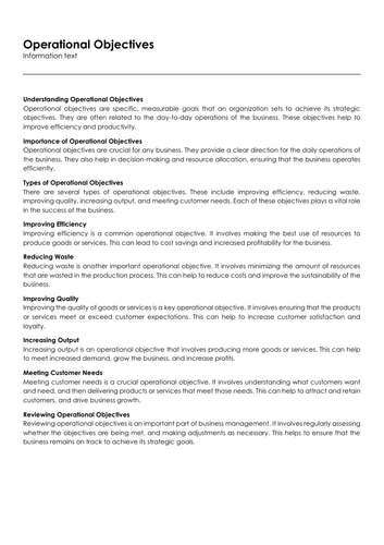 Operational Objectives | Teaching Resources