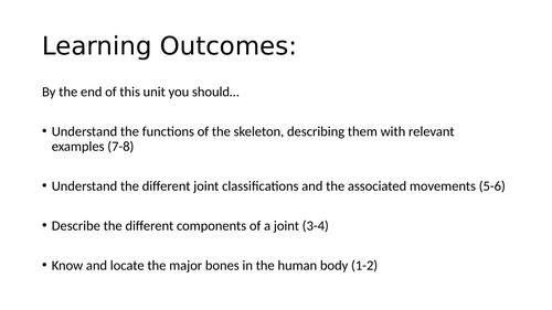 EDUQAS GCSE PE Skeletal system