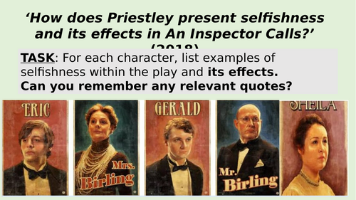 An Inspector Calls essay planning on characters and themes | Teaching ...