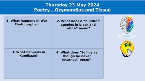 AQA Poetry - Ozymandias and Tissue Comparison