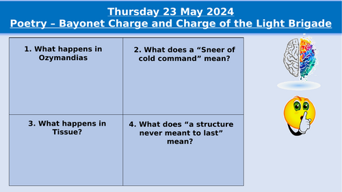 AQA Poetry - Charge of the Light Brigade and Bayonet Charge