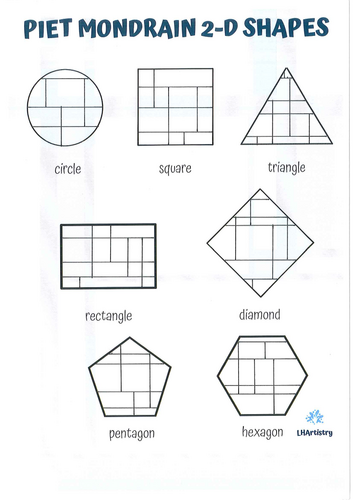Maths Meets Art: Piet Mondrian-Inspired 2D Shapes Colouring Worksheet ...