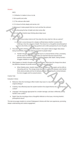 GCSE / IGCSE 9-1 SHAKESPEARE-ANALYTICAL COMPREHENSION-HAMLET-TO BE OR ...
