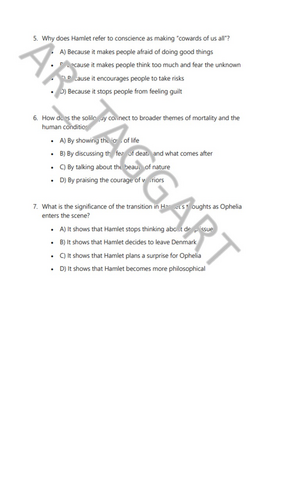 GCSE / IGCSE 9-1 SHAKESPEARE-ANALYTICAL COMPREHENSION-HAMLET-TO BE OR ...