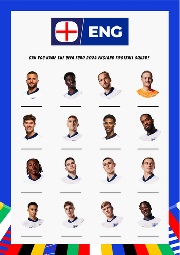 Euros 2024 England Footballer Quiz. Name That Footballer. Game. Team. Squad.