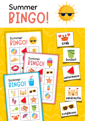 Summer Bingo Game | Summer Vocabulary Bingo | ESL EFL Printable | Summer Classroom Activity