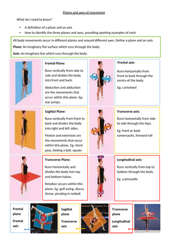 OCR GCSE PE - Planes and axes of movement - Student worksheet ...