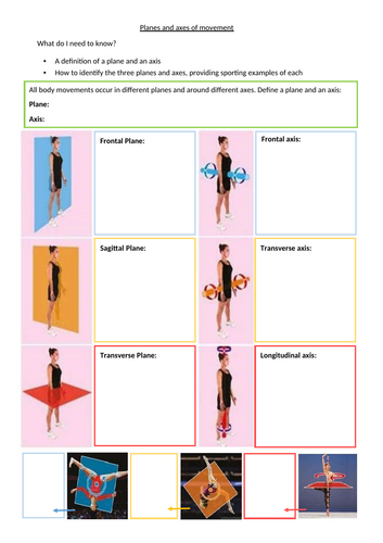 OCR GCSE PE - Planes and axes of movement - Student worksheet ...