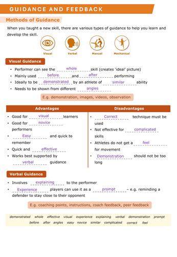 A Level PE - Guidance and Feedback Worksheet and Answers | Teaching ...