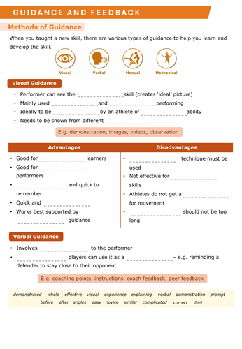 A Level PE - Guidance and Feedback Worksheet and Answers | Teaching ...