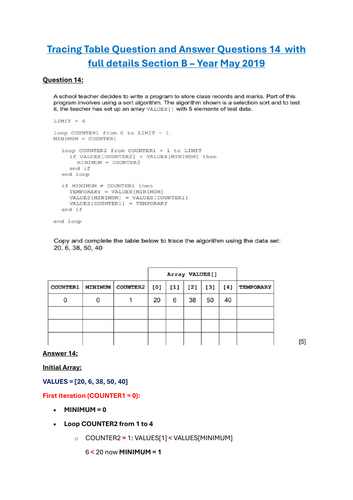 Tracing Table Question and Answer Questions 14 with full details ...