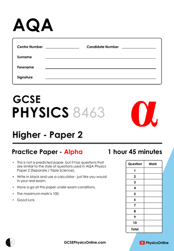 AQA GCSE Physics Paper 2 (Alpha) | Teaching Resources