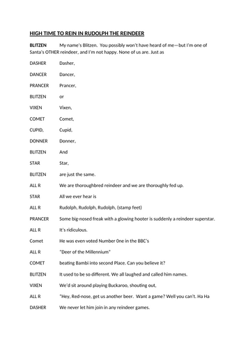 High time to rein in Rudolph the Reindeer - a short xmas script ...