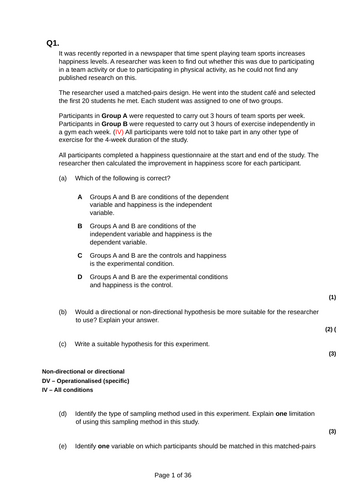 aqa a level psychology content analysis exam questions