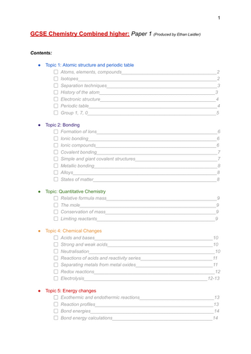 AQA GCSE Chemistry Combined Higher Paper 1 Revision Guide and Required ...