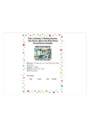 Where the Wild Things Are by Maurice Sendak - Year 1 Unit of Writing ...