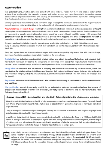 IB Sociocultural - Accultration